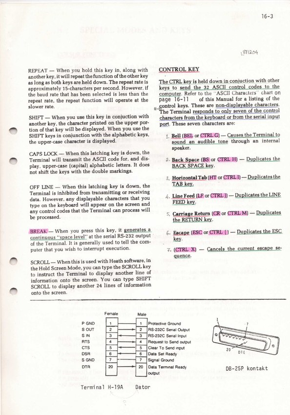 Häfte 16: Control keys and RS-232